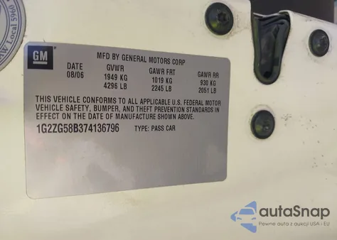 2007 Pontiac G6 from USA, damaged, VIN 1G2ZG58B374136796